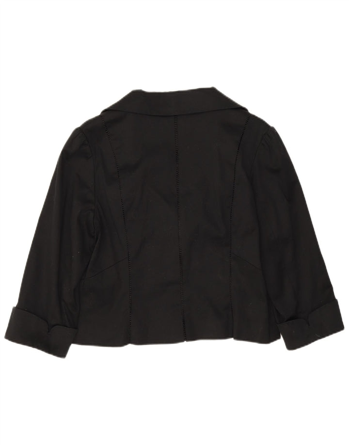 Coast Womens Crop 3/4-ærmet blazerjakke UK 14 Medium Black Bomuld