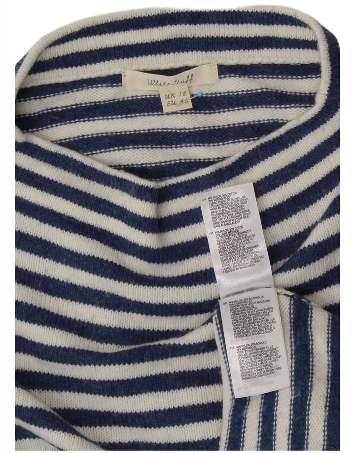 WHITE STUFF Womens Turtle Neck Jumper Sweater UK 18 XL Navy Blue Striped