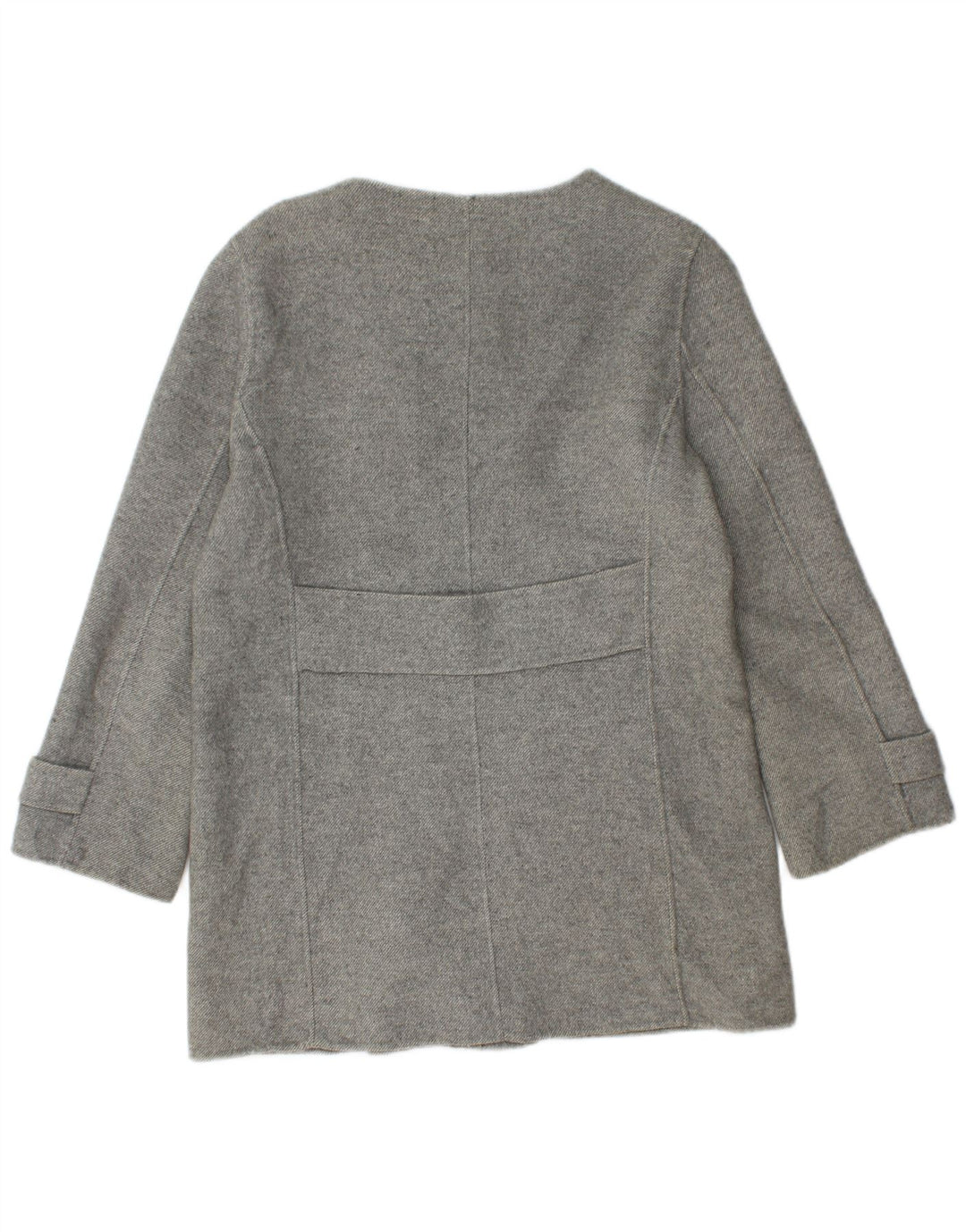 Zara Dame Dobbeltradet Frakke UK 12 Medium Grey Uld