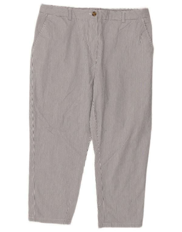 Marks & Spencer Dame Slim Cropped Trousers UK 18 XL W34 L24 Hvidstribet