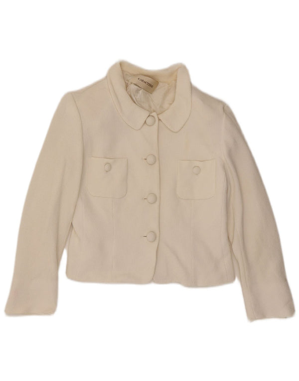 Caractere Dame Crop 4-knaps blazerjakke UK 12 Medium White