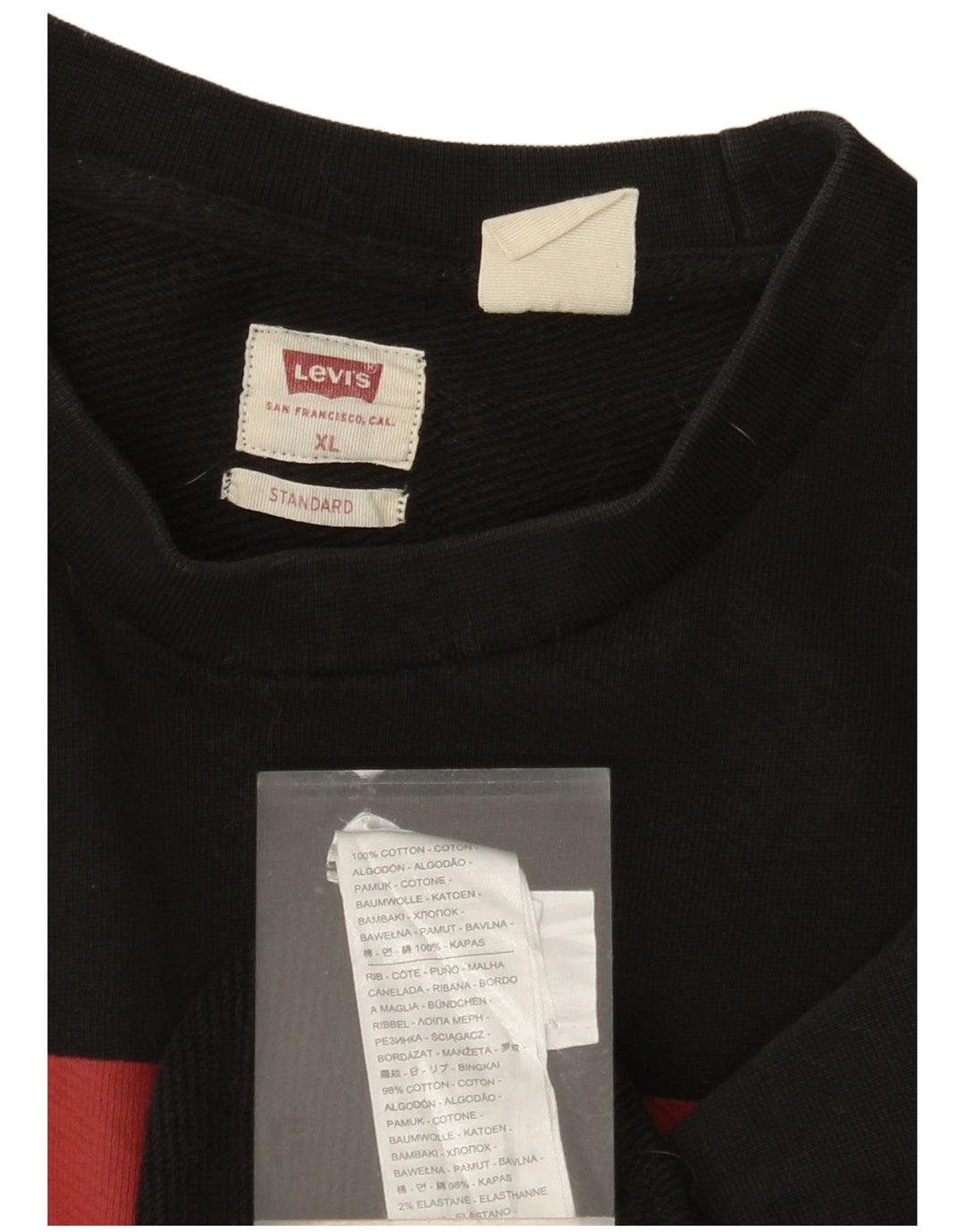 LEVI'S Mens Standard Fit Graphic Sweatshirt Jumper XL Black Cotton