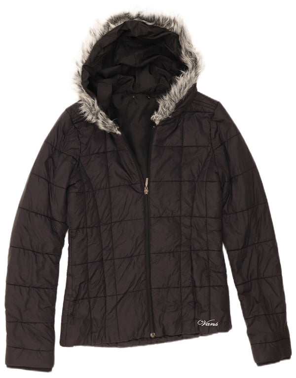 Vans Dame Hætte Polstret Jakke UK 10 Lille Sort