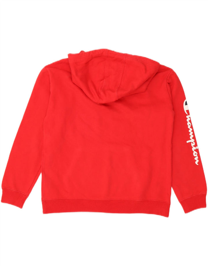 CHAMPION Mens Graphic Hoodie Jumper Small Red Cotton