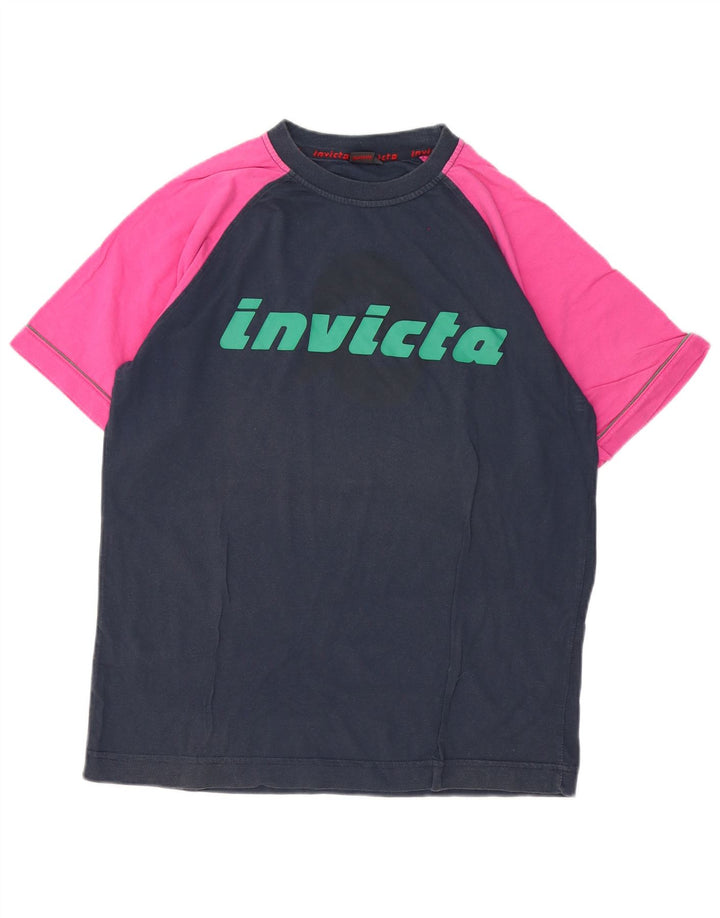 Invicta Herre grafisk T-shirt Top Medium Marineblå Colourblock Bomuld