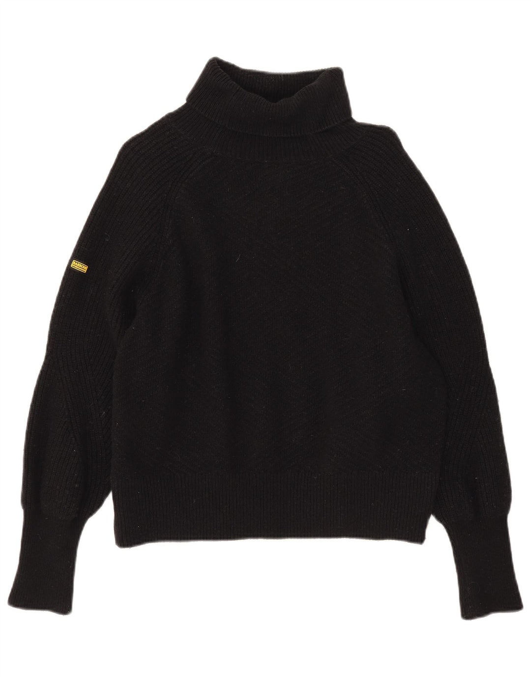 Barbour Dame Oversized Roll Neck Jumper Sweater UK 10 Small Black Bomuld