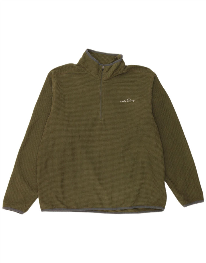Eddie Bauer herre lynlås hals fleece jumper stor grøn polyester
