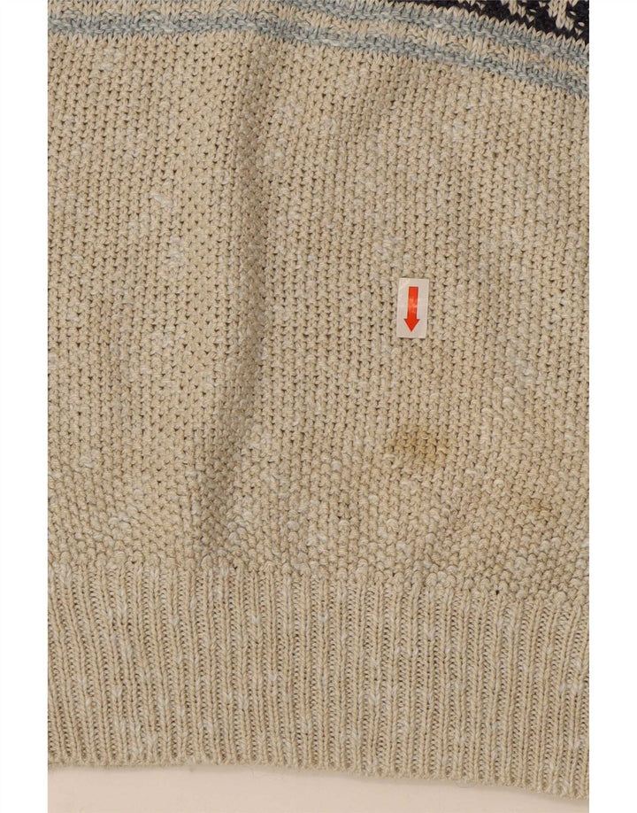 Claude De Pierre Herre sweater med rund hals, stor beige Fair Isle