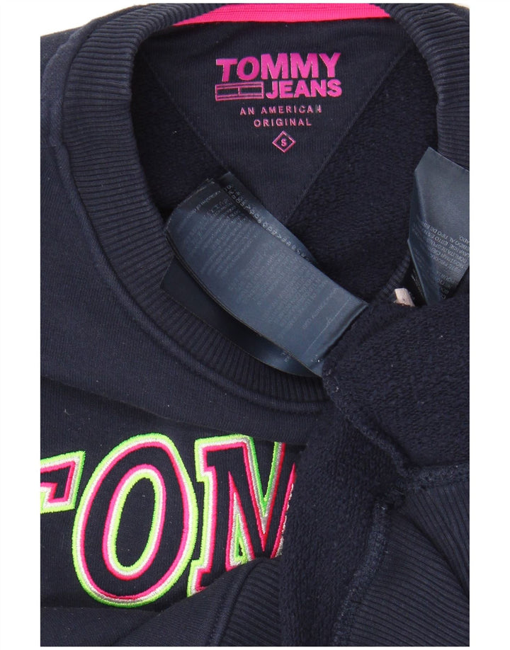 TOMMY HILFIGER Dame Crop Sweatshirt Jumper UK 10 Small Navy Blue