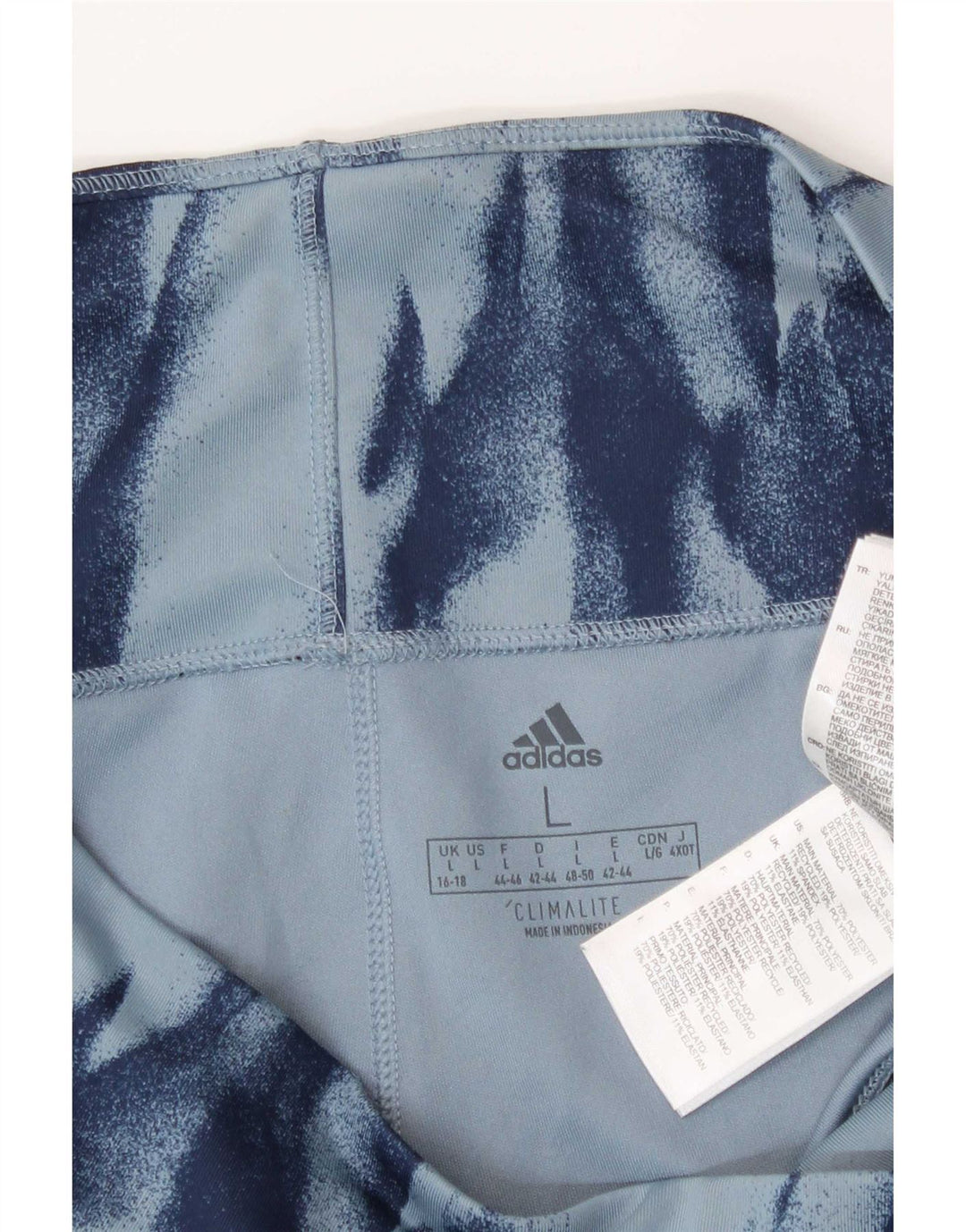 Adidas Womens Climalite abstrakt mønster Leggings UK 16/18 Large Blue