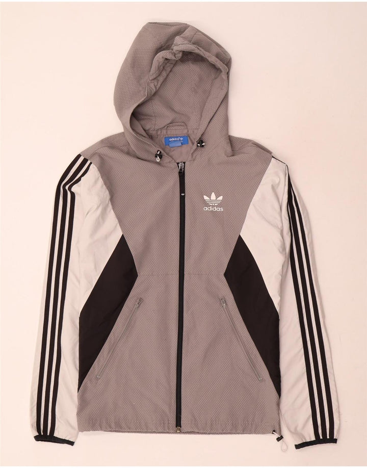 Adidas Regnjakke med hætte til mænd UK 34 XS Grå Colourblock Polyester