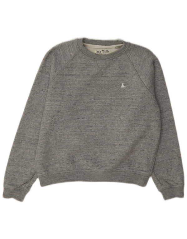 Jack Wills Dame Oversized Sweatshirt Jumper UK 4 XS Grå Flecked Bomuld