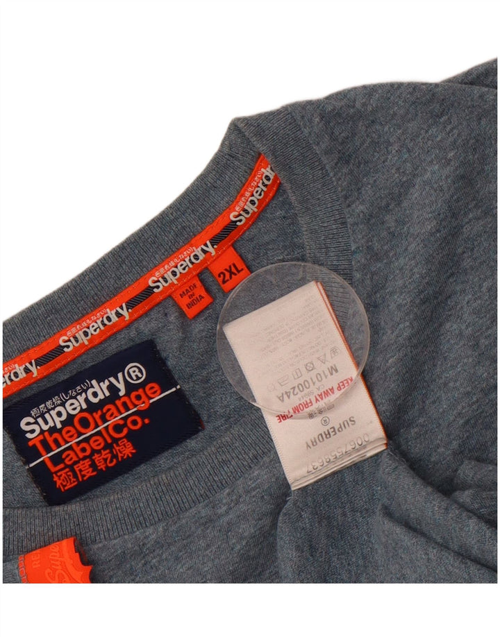 SUPERDRY Mens T-Shirt Top 2XL Blue Cotton