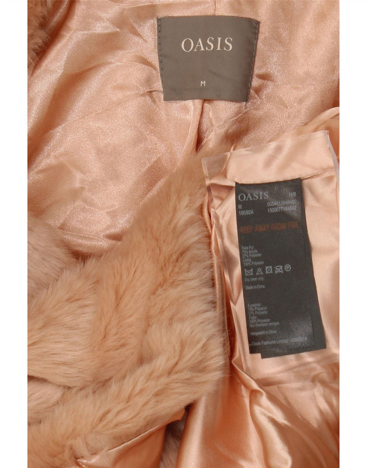 Oasis Dame imiteret Pelsjakke UK 14 Medium Pink Akryl