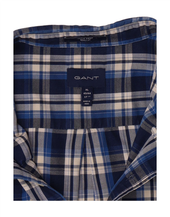 GANT Mens Regular Shirt Size 17 1/2 XL Blue Check Cotton Vintage Gant and Second-Hand Gant from Messina Hembry 