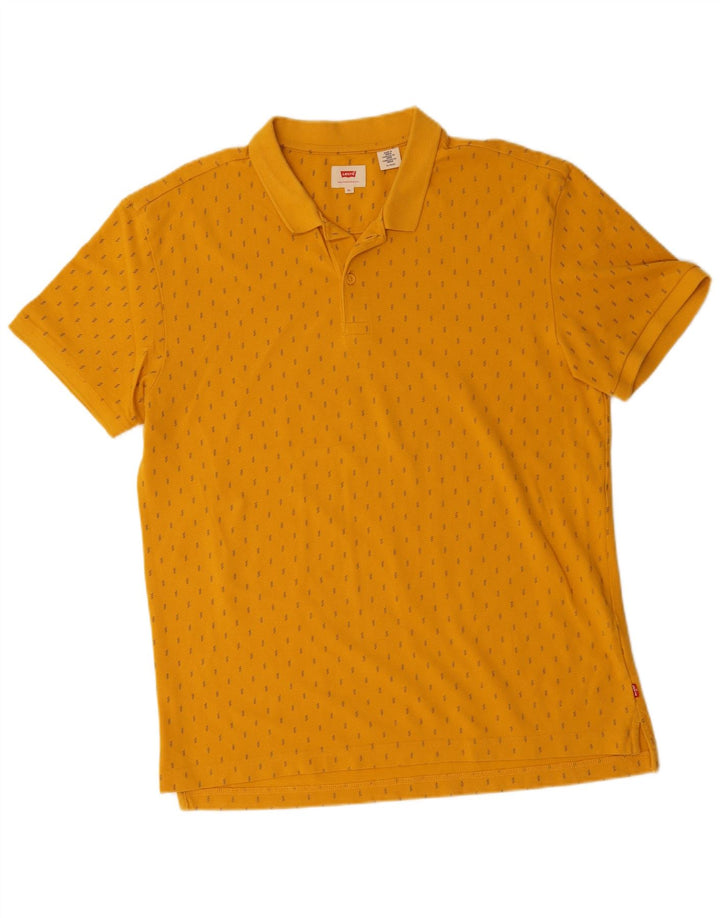Levi's herre poloshirt XL gul plettet bomuld