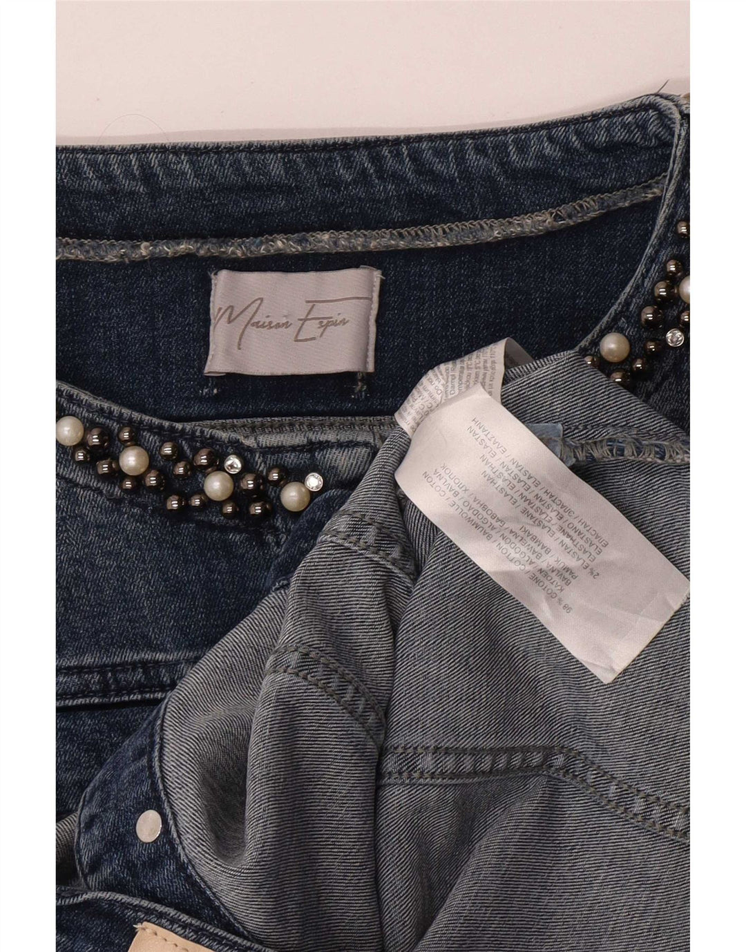 Vintage Dame Crop Denim Jacket UK 18 XL Blå Bomuld