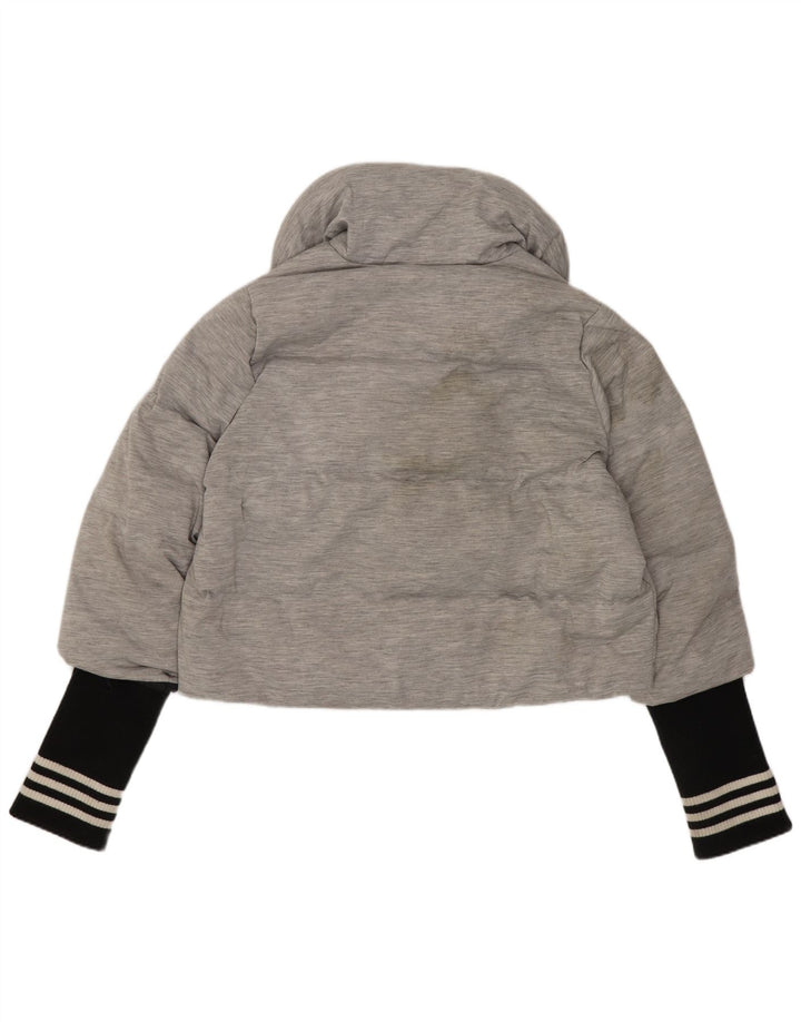 Adidas Womens Crop Polstret jakke UK 14 Medium Grey Colourblock Polyamid