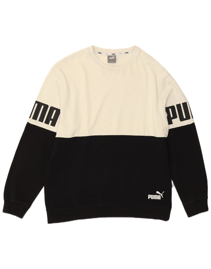 Puma Herre Grafisk Sweatshirt Jumper Stor Hvid Colourblock Bomuld