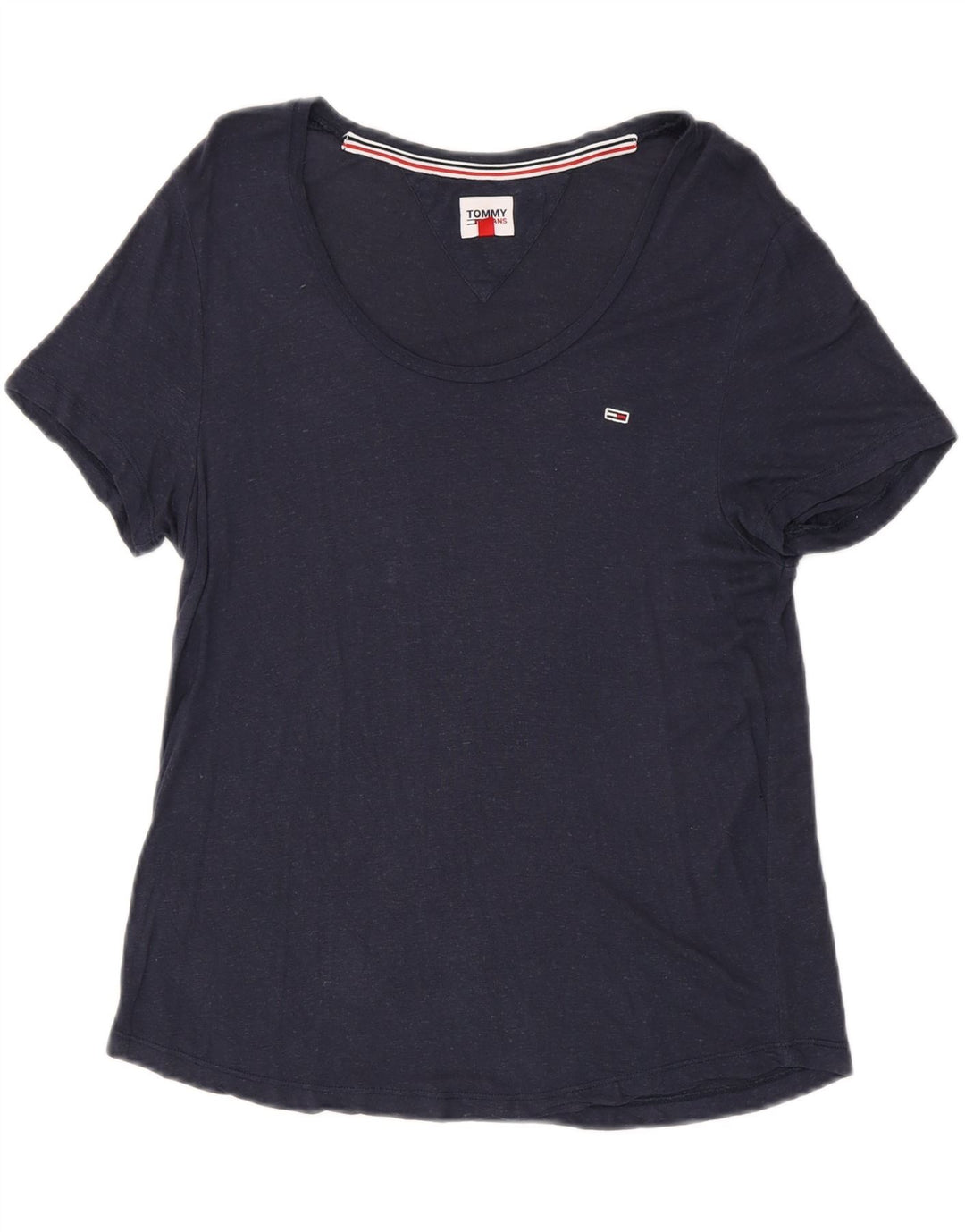 TOMMY HILFIGER Womens T-Shirt Top UK 12 Medium Navy Blue Flecked