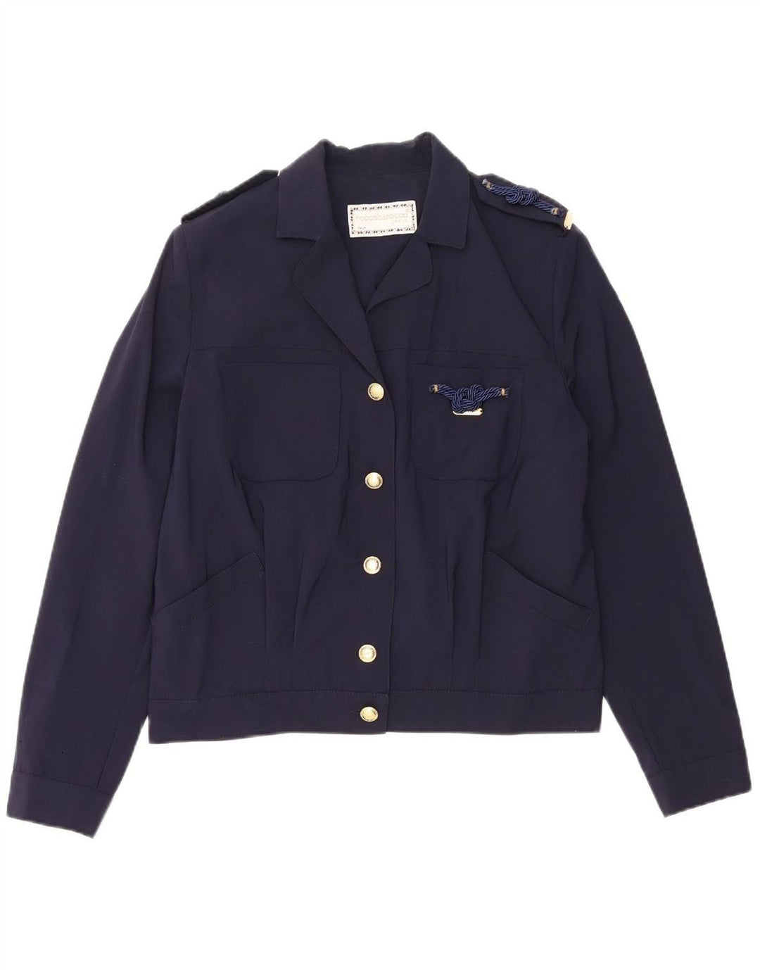 ROCCOBAROCCO Womens Military Jacket IT 42 Medium Navy Blue Viscose