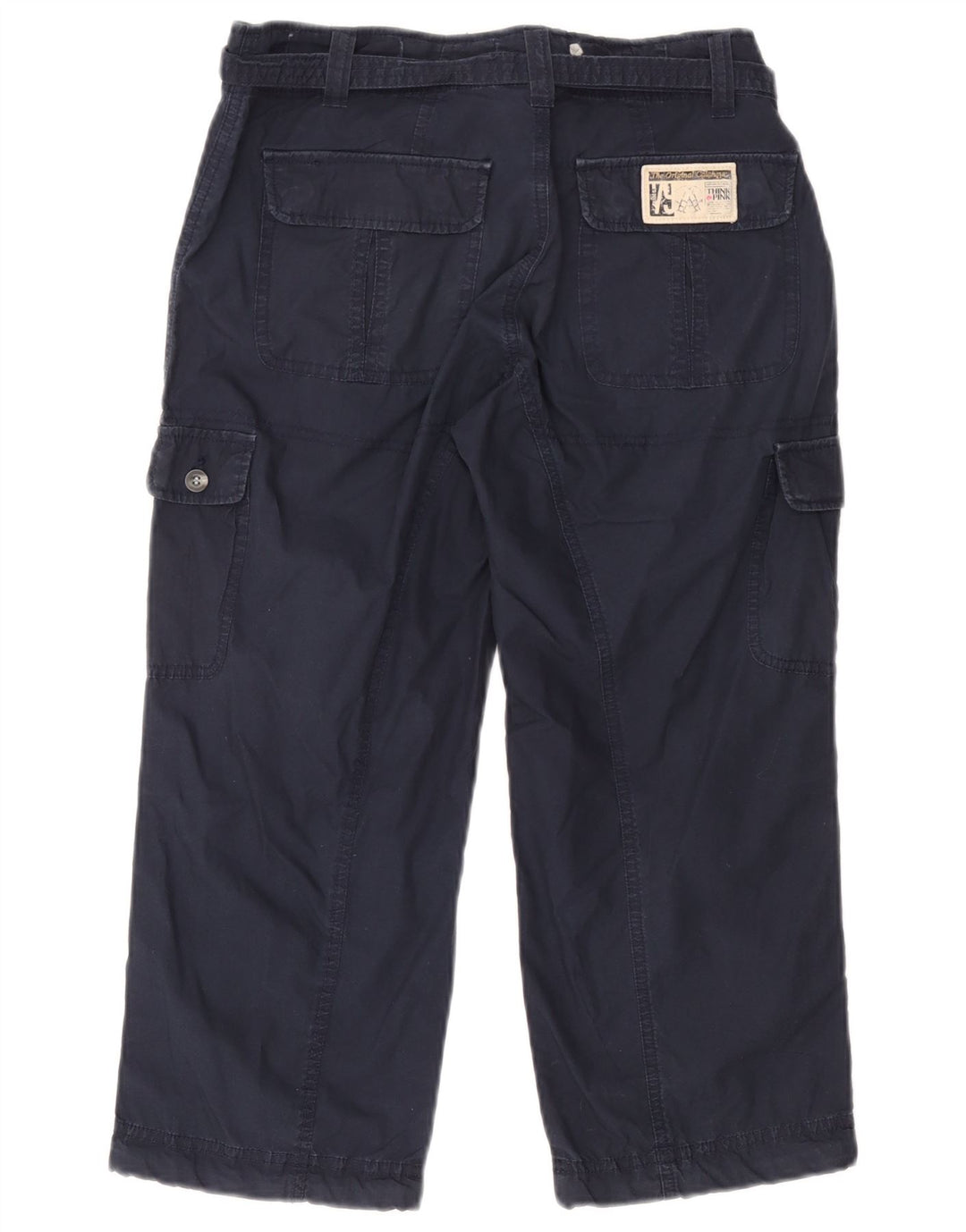 Tænk Pink Dame Straight Cargo Capri Bukser Large W32 L22 Navy Blue