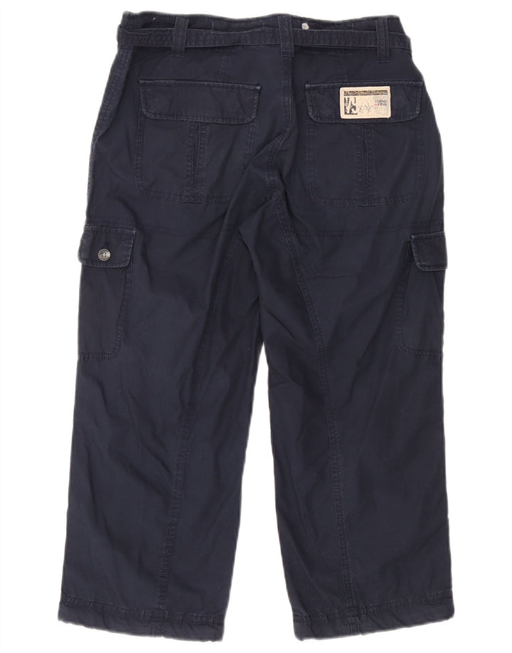 Tænk Pink Dame Straight Cargo Capri Bukser Large W32 L22 Navy Blue