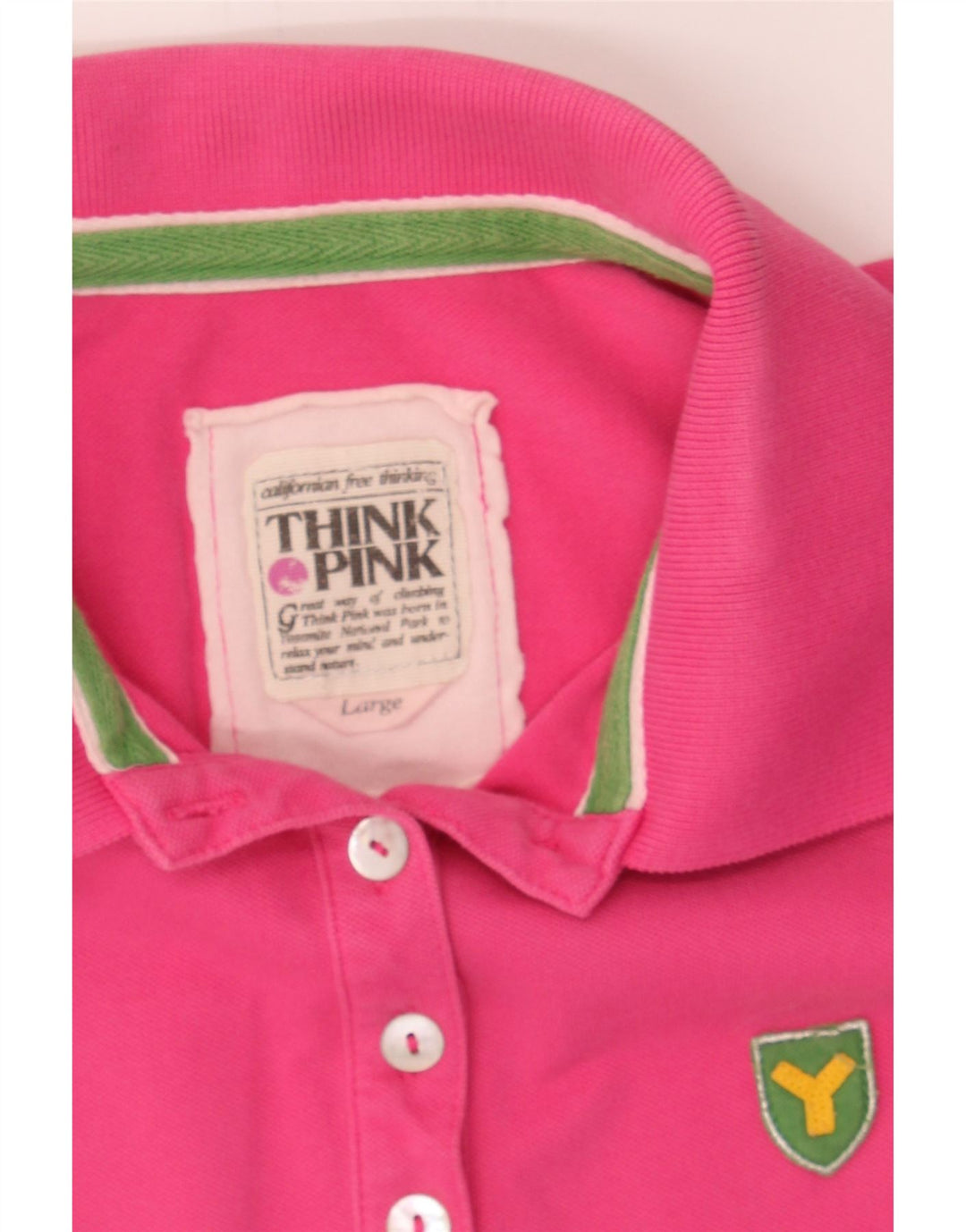 THINK PINK Womens Polo Shirt UK 14 Large Pink Cotton Vintage Think Pink and Second-Hand Think Pink from Messina Hembry 