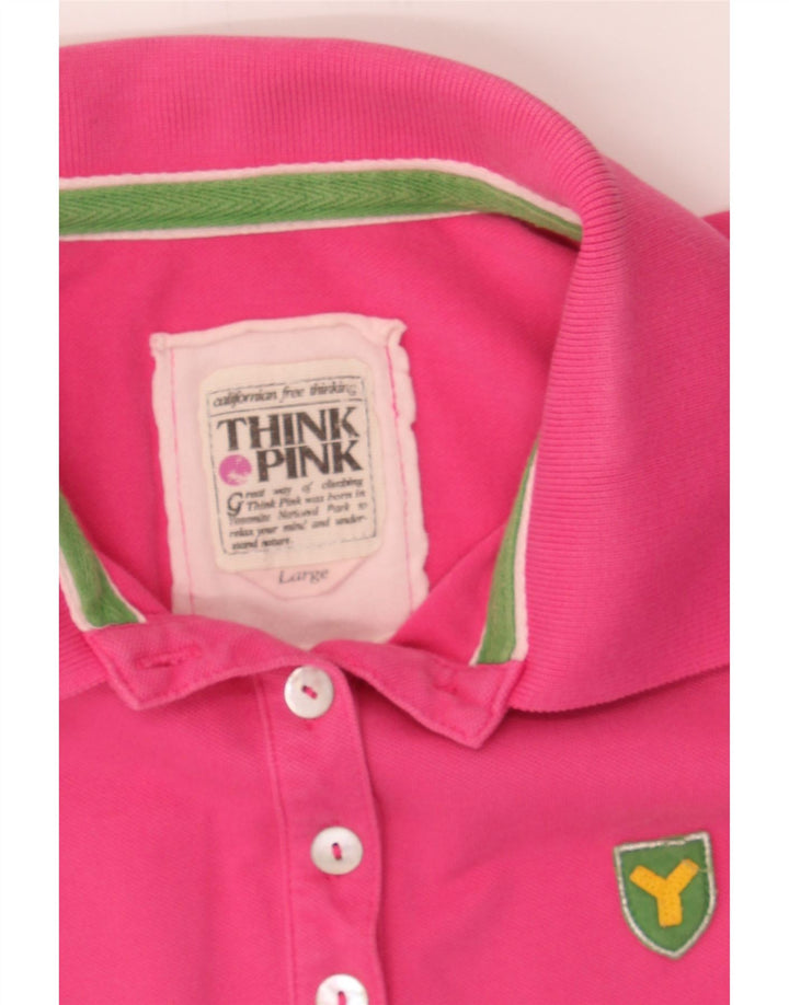 THINK PINK Womens Polo Shirt UK 14 Large Pink Cotton Vintage Think Pink and Second-Hand Think Pink from Messina Hembry 