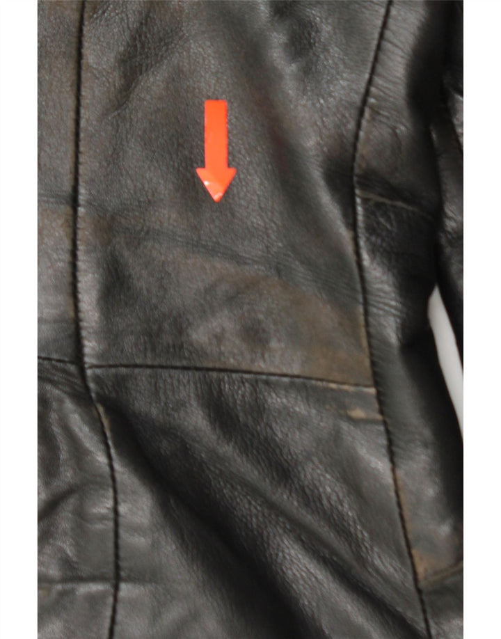 VINTAGE Womens Leather Jacket IT 48 XL Black Vintage Vintage and Second-Hand Vintage from Messina Hembry 