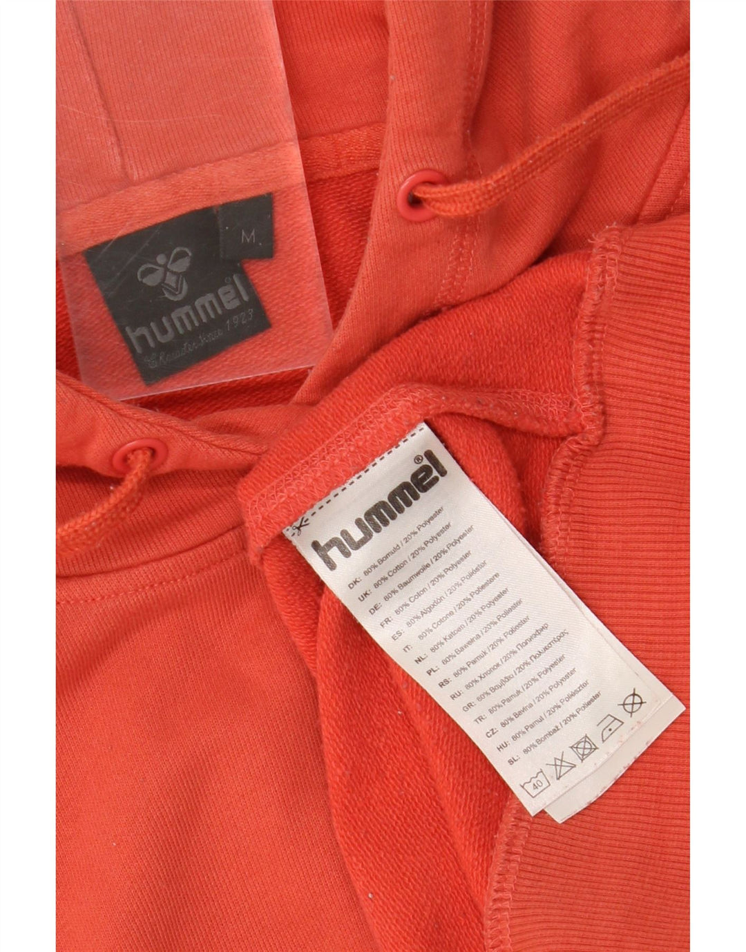 HUMMEL Mens Graphic Hoodie Jumper Medium Orange Cotton Vintage Hummel and Second-Hand Hummel from Messina Hembry 