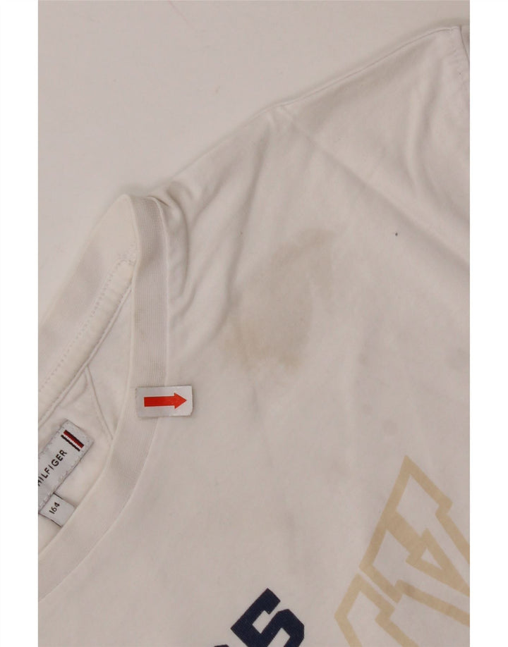 TOMMY HILFIGER Piger Crop Grafisk T-Shirt Top 13-14 år Hvid