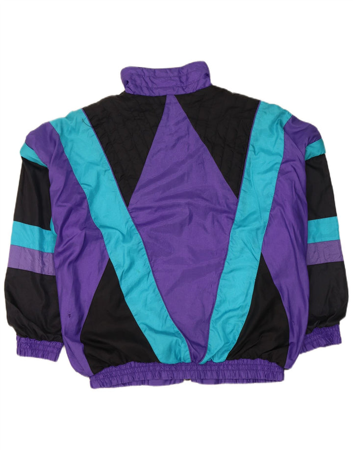 Vintage træningsdragt til mænd Topjakke Stor lilla Colourblock Nylon