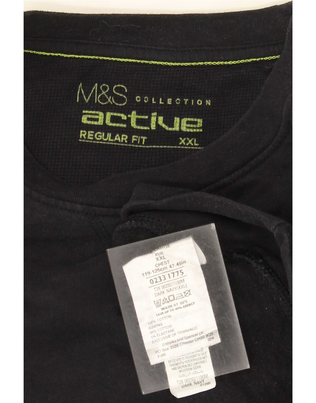 Marks & Spencer Herre Regular Fit Sweatshirt Jumper 2XL marineblå bomuld