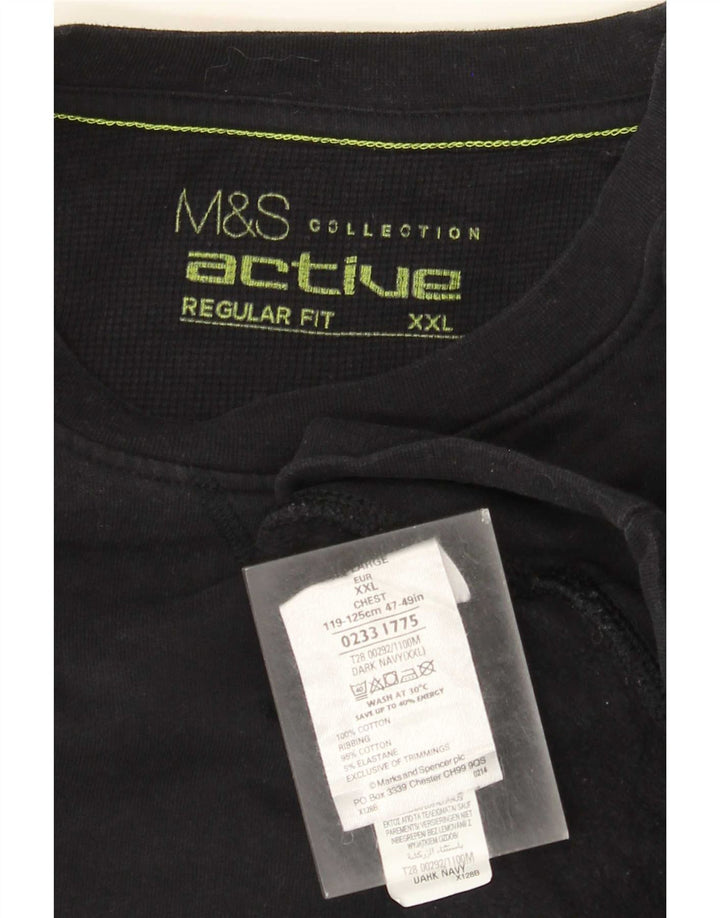 Marks & Spencer Herre Regular Fit Sweatshirt Jumper 2XL marineblå bomuld