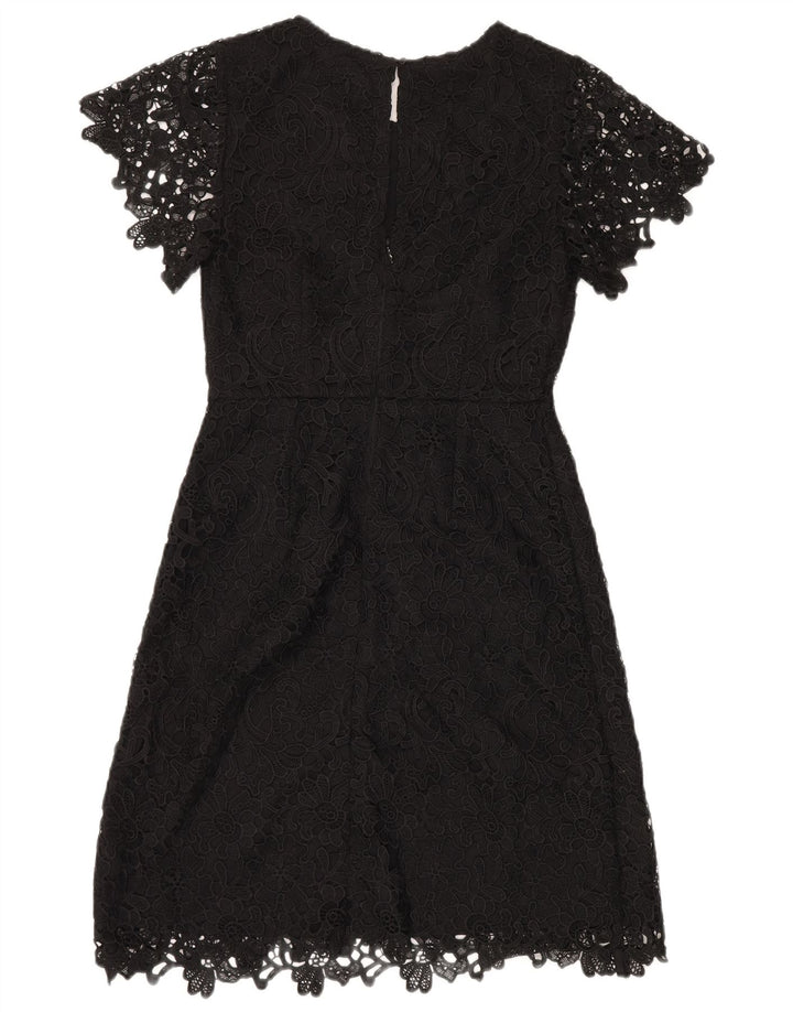 Marks & Spencer Kvinder Blondeskede Kjole UK 8 Small Black Floral Polyester