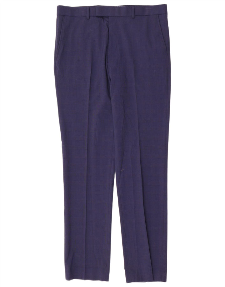 Marks & Spencer Herre Slim Fit Suit Bukser W34 L33 Blå Houndstooth