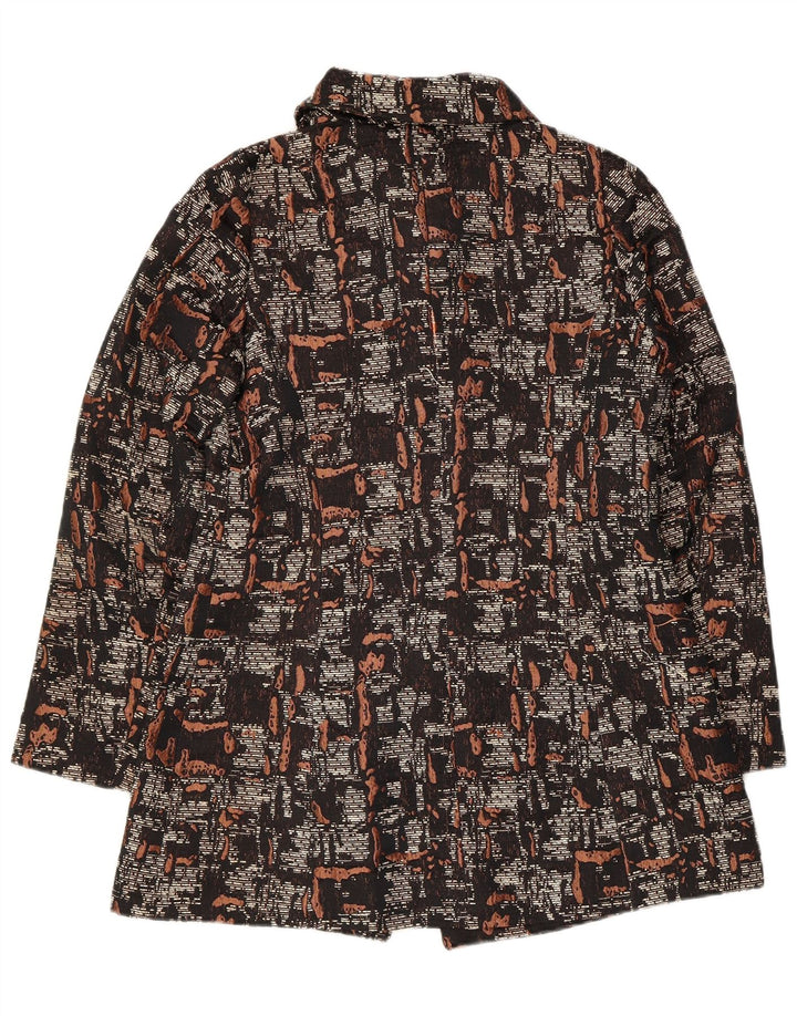 Benetton Kvinders abstrakt mønster overfrakke UK 10 Lille sort polyester