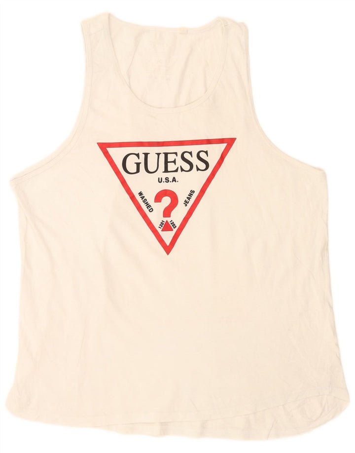 Guess Herre Grafisk Vest Top Stor Hvid