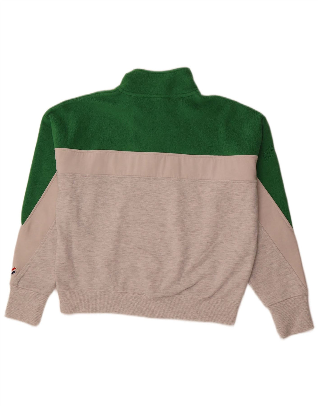 SUPERDRY Womens Zip Neck Sweatshirt Jumper UK 12 Medium  Grey Colourblock