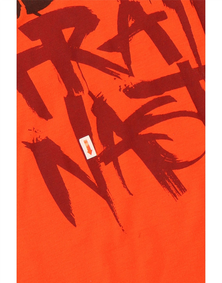 Adidas Herre Climalite Grafisk T-Shirt Top Medium Orange Polyester