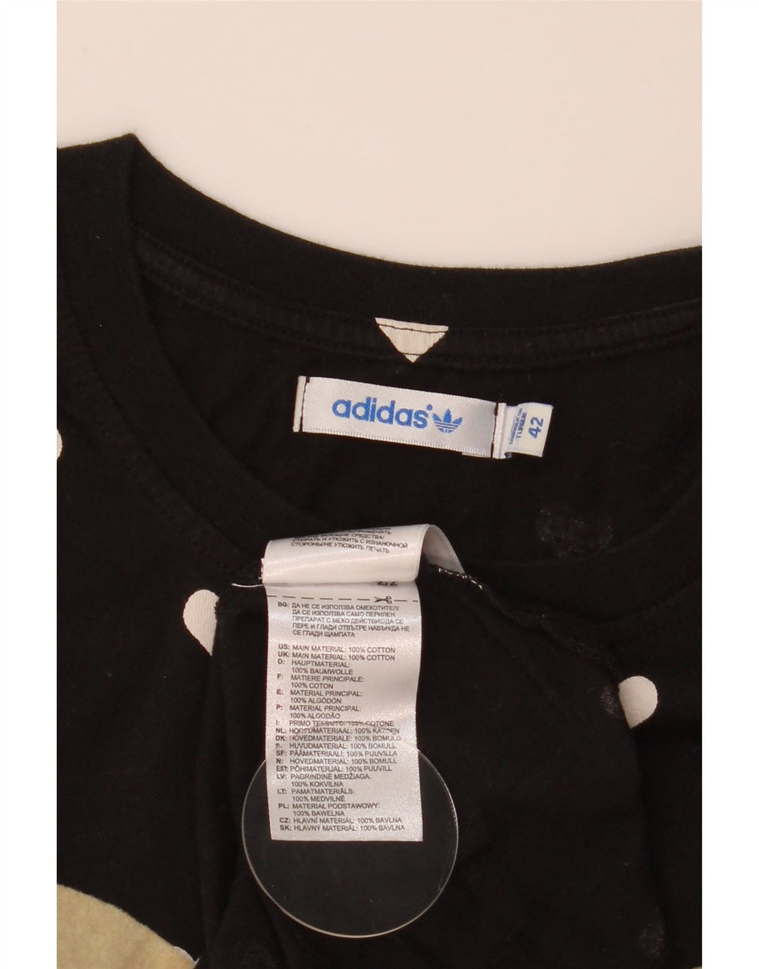 Adidas Dame Grafisk T-Shirt Top IT 42 Medium Sort Geometrisk Bomuld