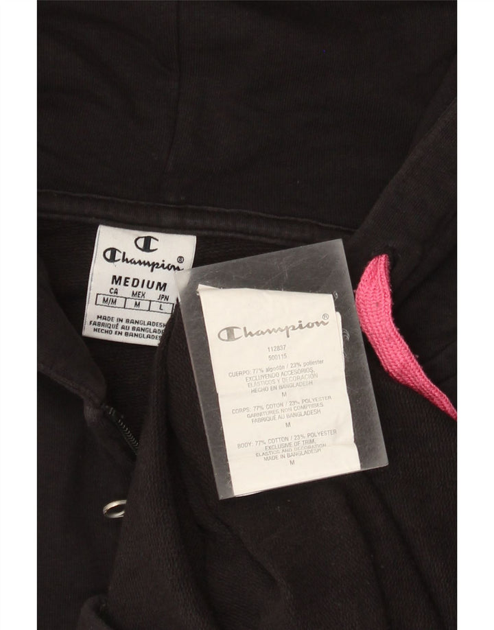 CHAMPION Dame hættetrøje Sweater UK 14 Medium Sort Bomuld