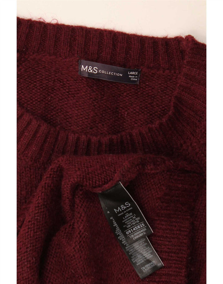 Marks & Spencer Herre Jumper Sweater med rund hals Stor Bourgogne akryl