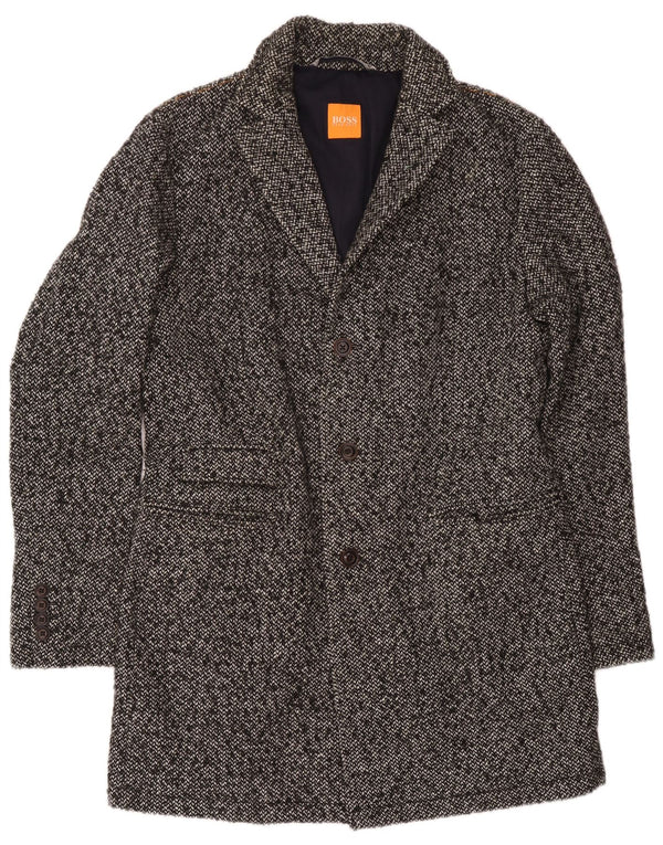 Hugo Boss Herre Overfrakke UK 52 XL Grå Flecked Polyacrylic