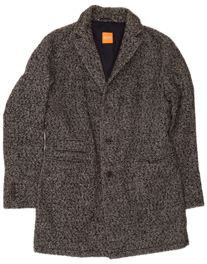Hugo Boss Herre Overfrakke UK 52 XL Grå Flecked Polyacrylic