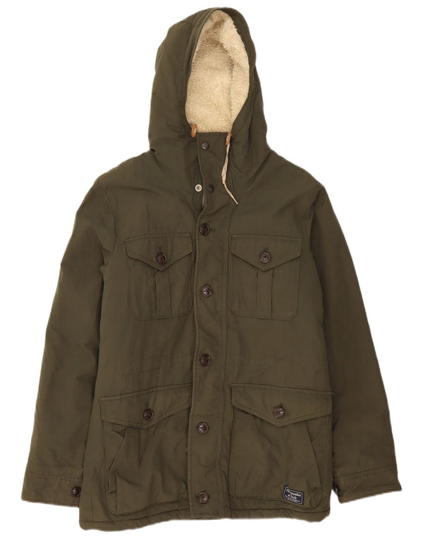 Abercrombie & Fitch Herre Hooded Windbreaker Jacket UK 38 Medium Khaki