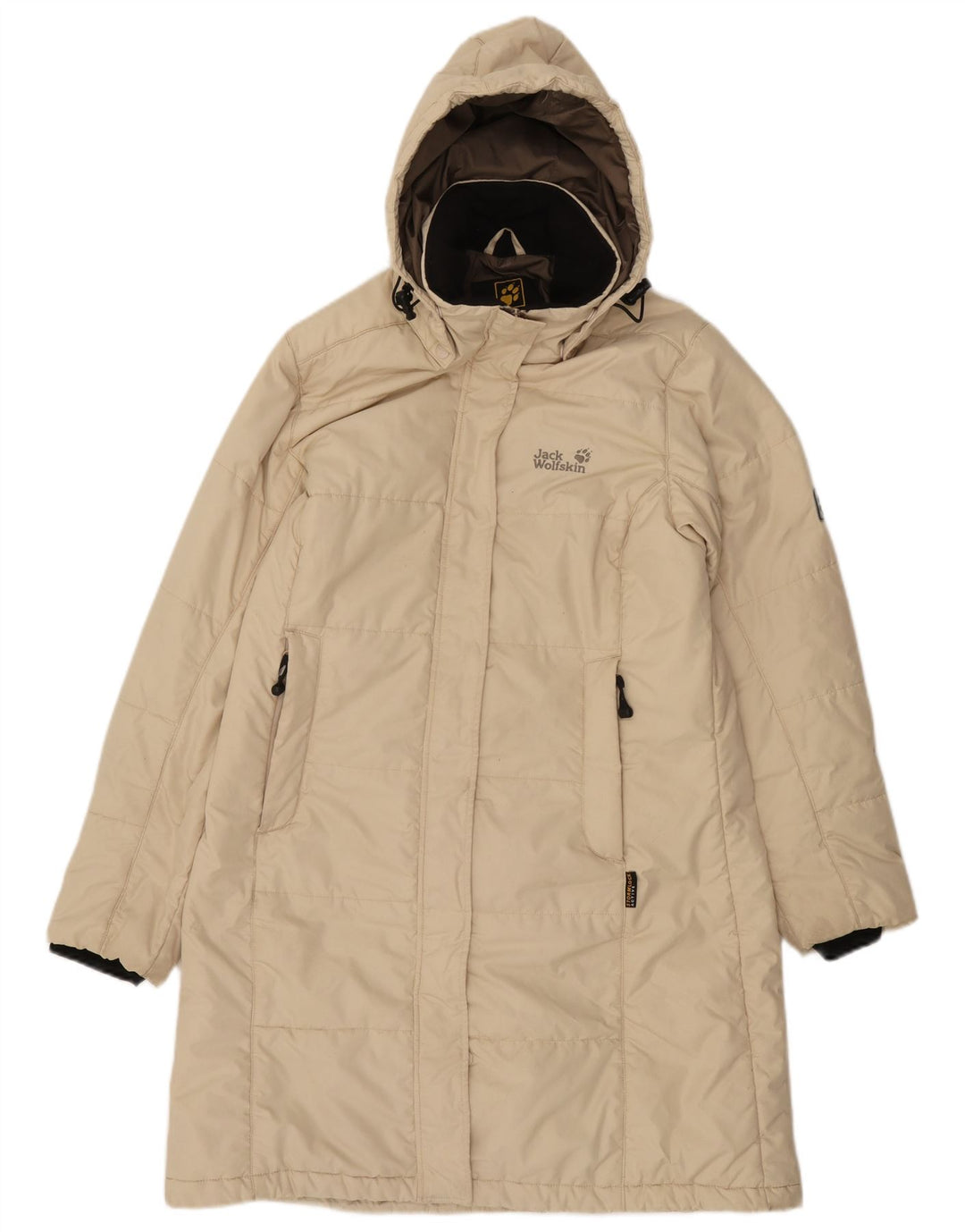 Jack Wolfskin Dame Hætte Polstret Frakke UK 12/14 Medium Off White