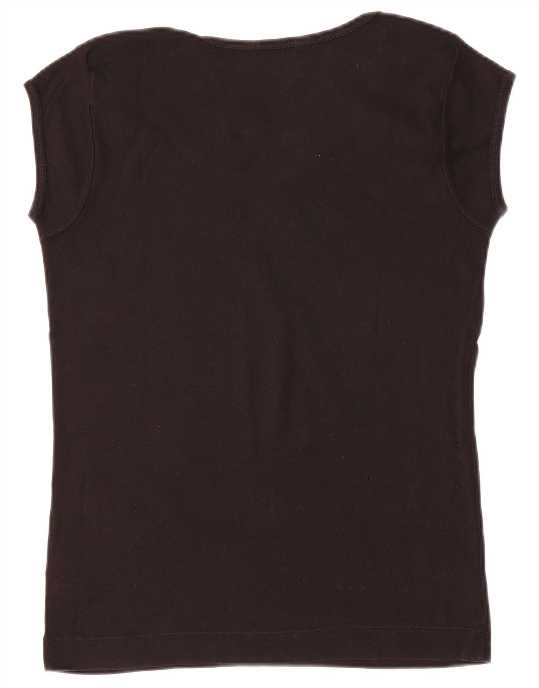 SISLEY Dame Grafisk T-Shirt Top UK 14 Stor Sort Bomuld