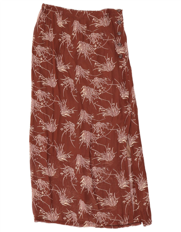 VINTAGE kvinders abstrakt mønster Maxi-nederdel W34 Large Maroon